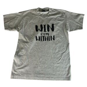 Vintage 90s Screen Stars Single Stitch Win From Within T-Shirt Men L White Black